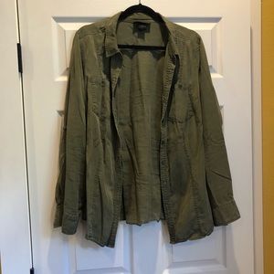 LANE BRYANT GREEN LONG SLEEVED BUTTON DOWN SHIRT